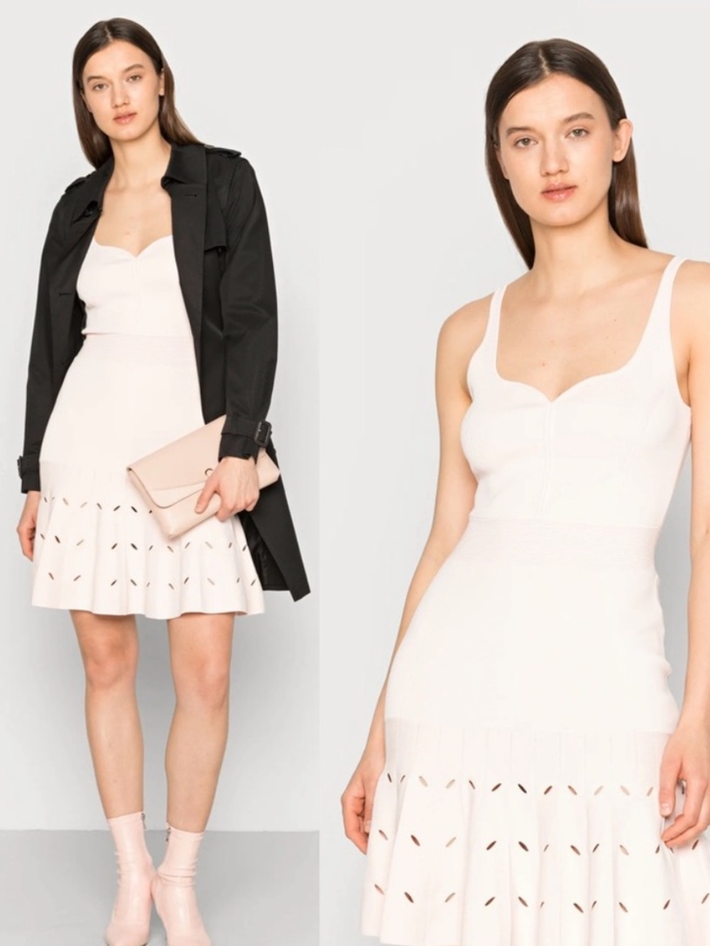 Ted Baker Dress Ambyr Mini Laser Cut Fit & Flare in Blush Pink